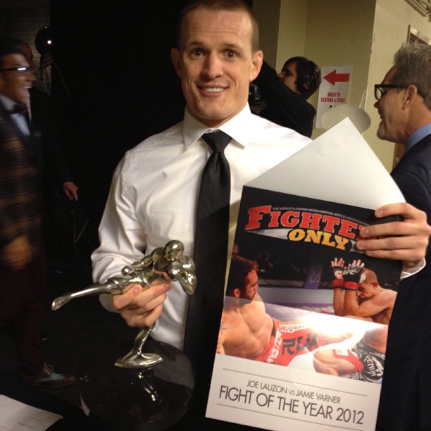 Won 2012 Fighters Only fight of the year for my fight w/ Jamie Varner! Thanks to @RickyLundell for accepting my award for me!